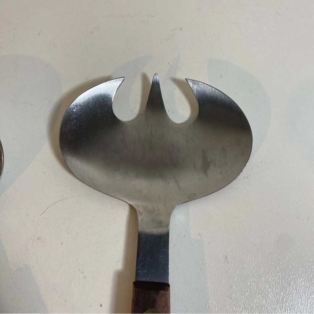 Vintage Barlow 1960s Japanese MCM Stainless Wood Salad Server Set 11” Length